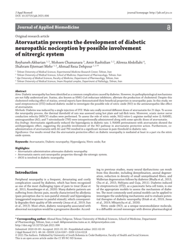 Atorvastatin Prevents the Development of Diabetic Neuropathic Nociception