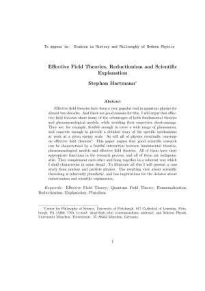 Effective Field Theories, Reductionism and Scientific Explanation Stephan