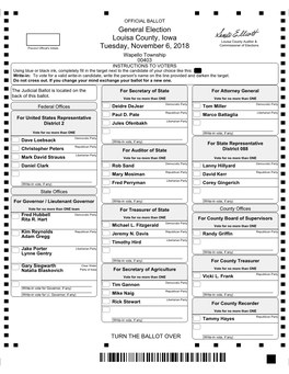 General Election Louisa County, Iowa Tuesday, November 6, 2018