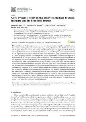 Grey System Theory in the Study of Medical Tourism Industry and Its Economic Impact