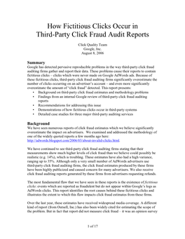 How Fictitious Clicks Occur in Third-Party Click Fraud Audit Reports