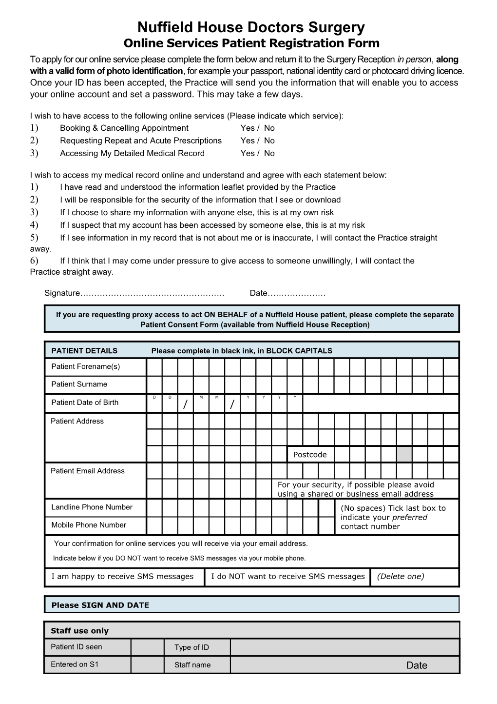 Online Registration Form