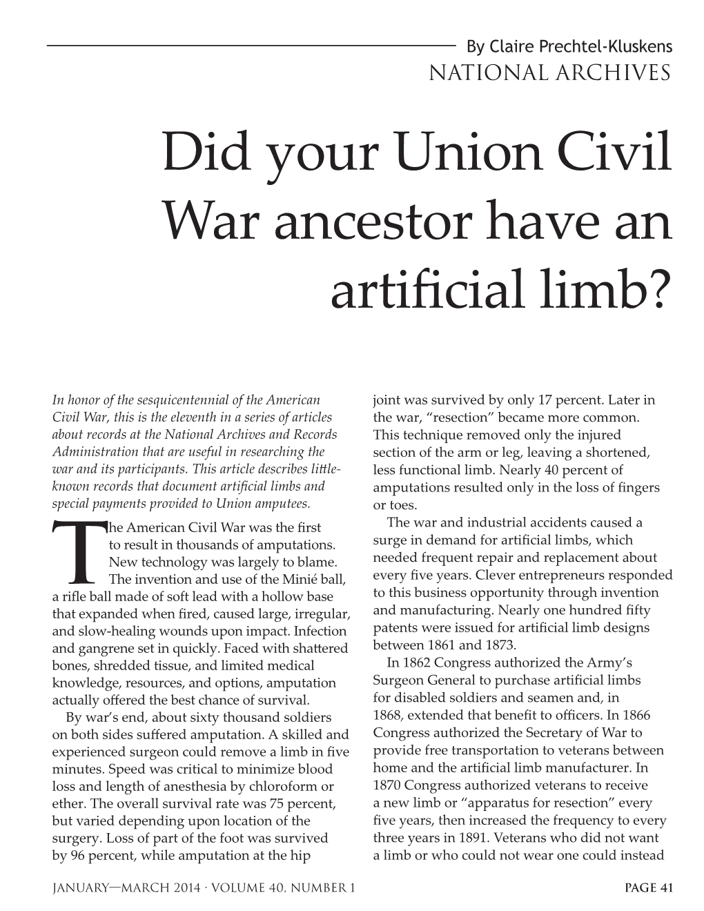 Did Your Union Civil War Ancestor Have an Artificial Limb?