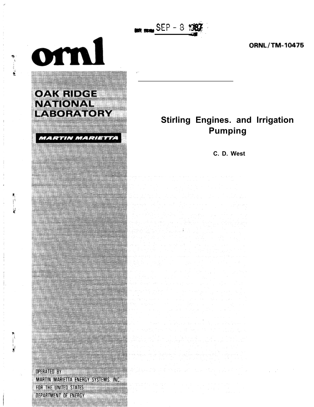 Stirling Engines, and Irrigation Pumping