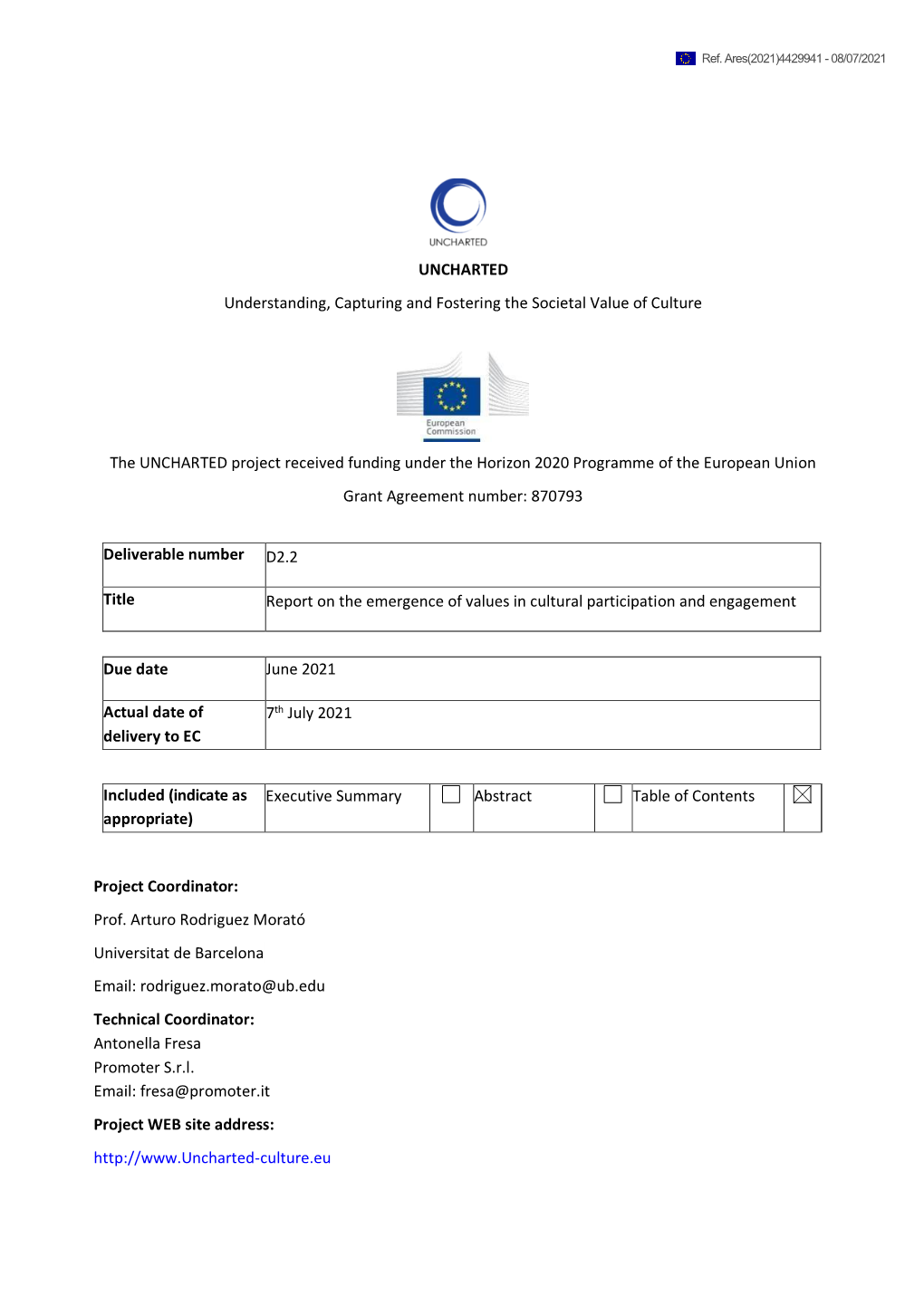 Report on the Emergence of Values in Cultural Participation and Engagement