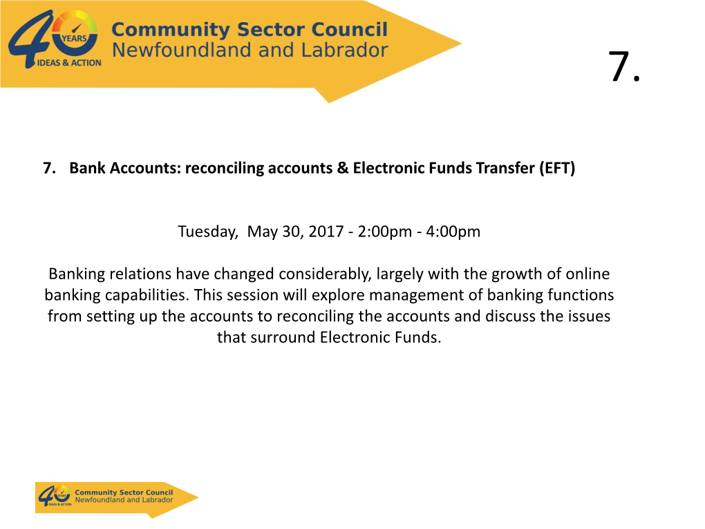 Reconciling Accounts & Electronic Funds Transfer (EFT)