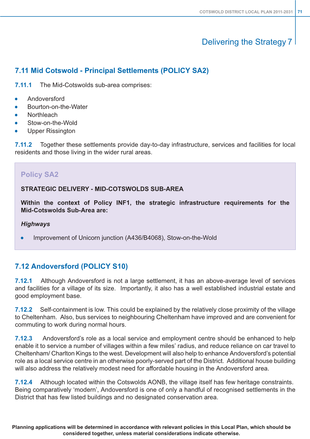 7.11 Mid Cotswold Principal Settlements