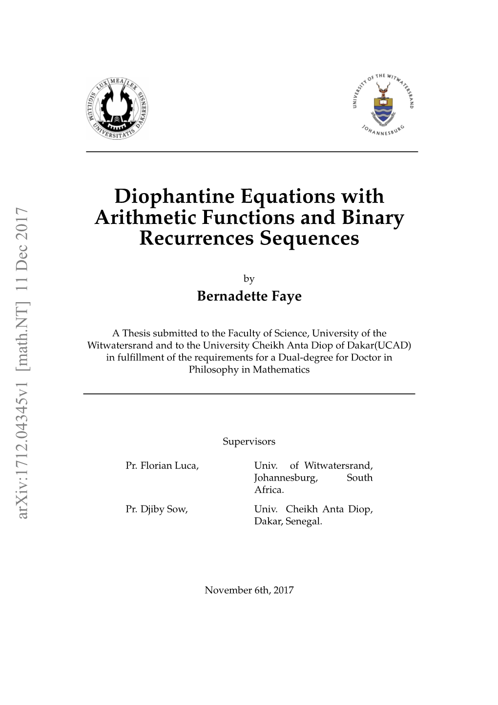 Diophantine Equations with Arithmetic Functions and Binary Recurrences Sequences