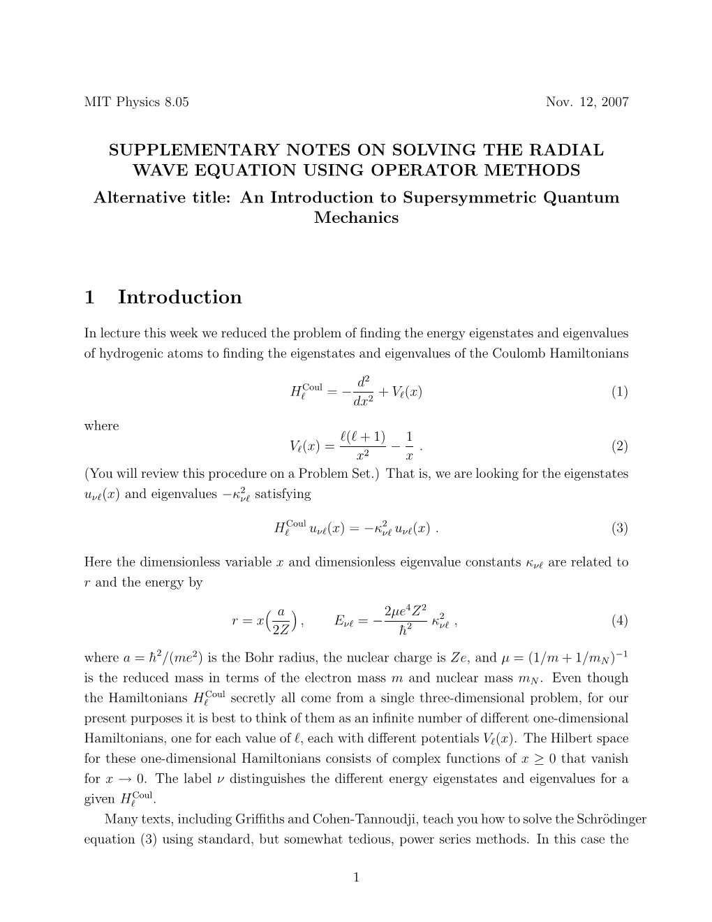 An Introduction to Supersymmetric Quantum Mechanics