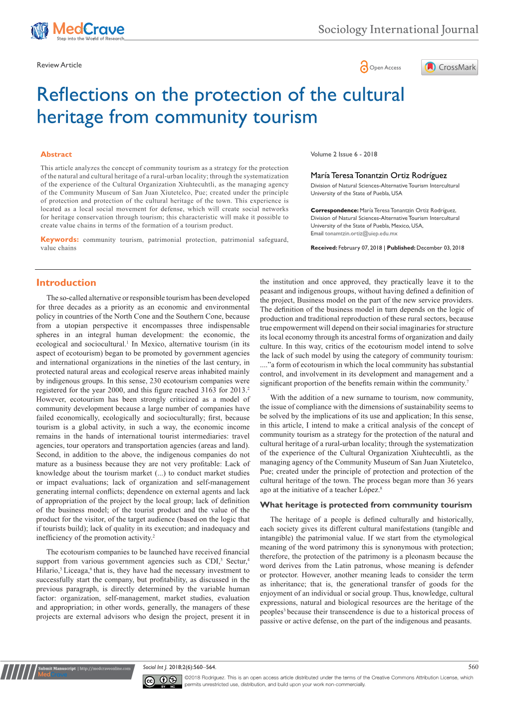 Reflections on the Protection of the Cultural Heritage from Community Tourism