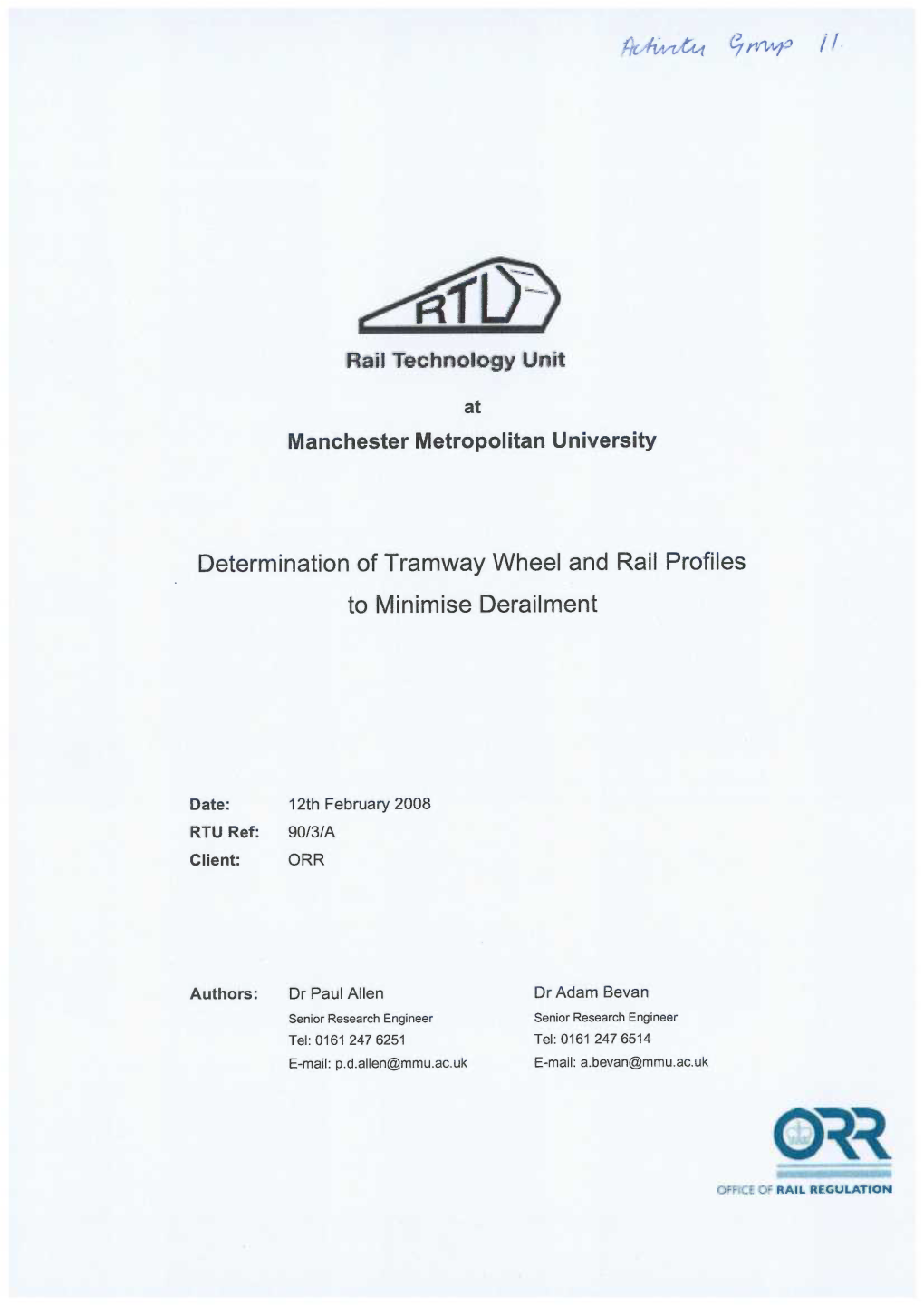 Determination of Tramway Wheel and Rail Profiles to Minimise Derailment