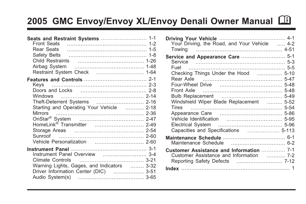 2005 GMC Envoy/Envoy XL/Envoy Denali Owner Manual M