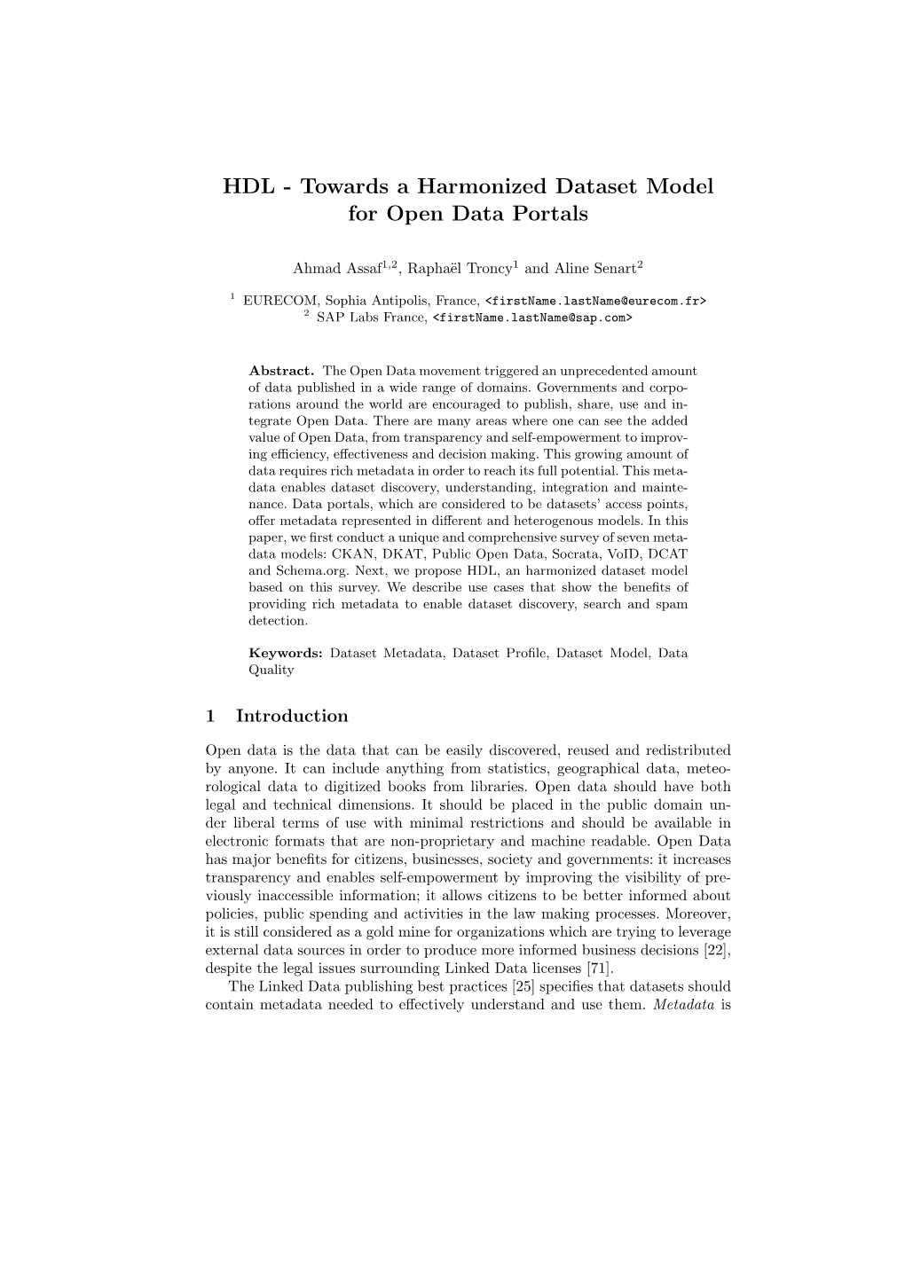 Towards a Harmonized Dataset Model for Open Data Portals