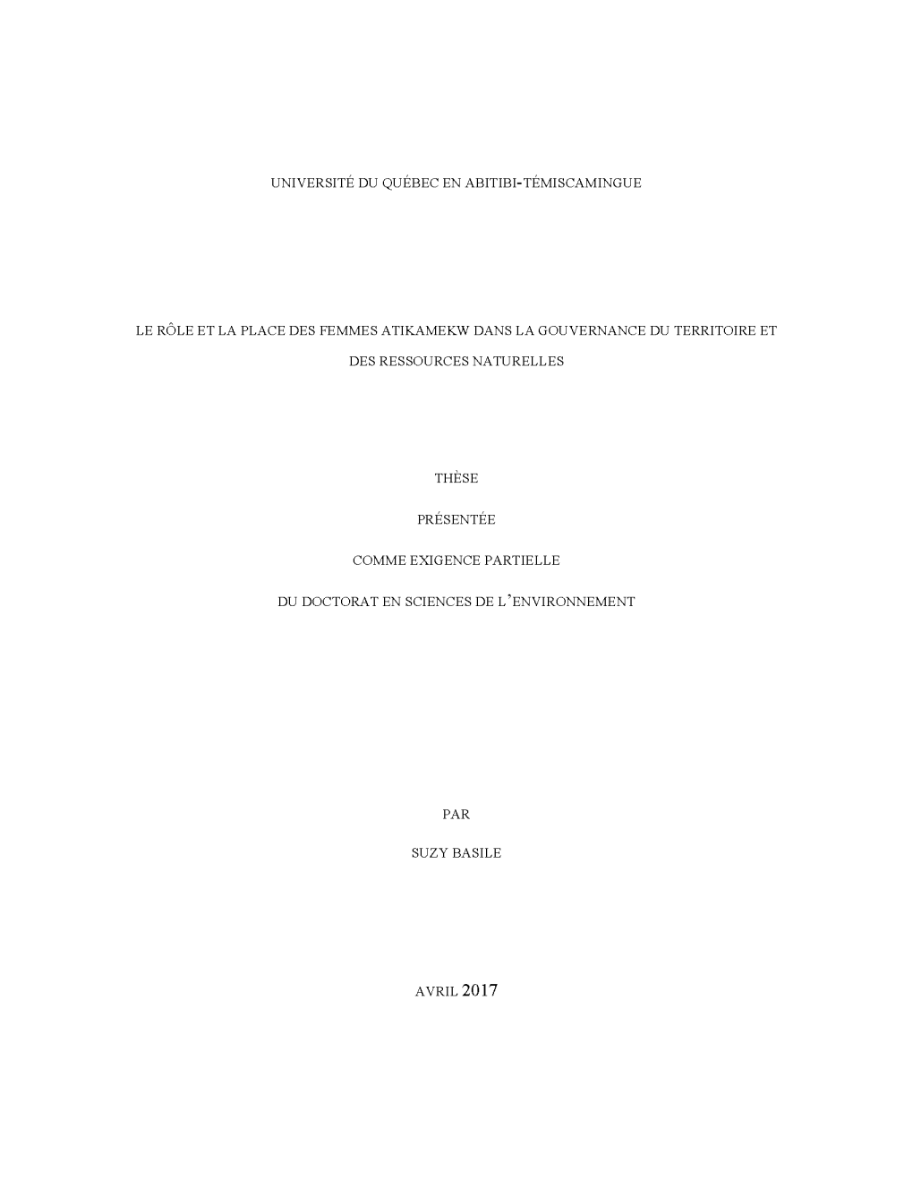 Le Rôle Des Femmes Atikamekw Dans La Gouvernance Du Territoire Et Des