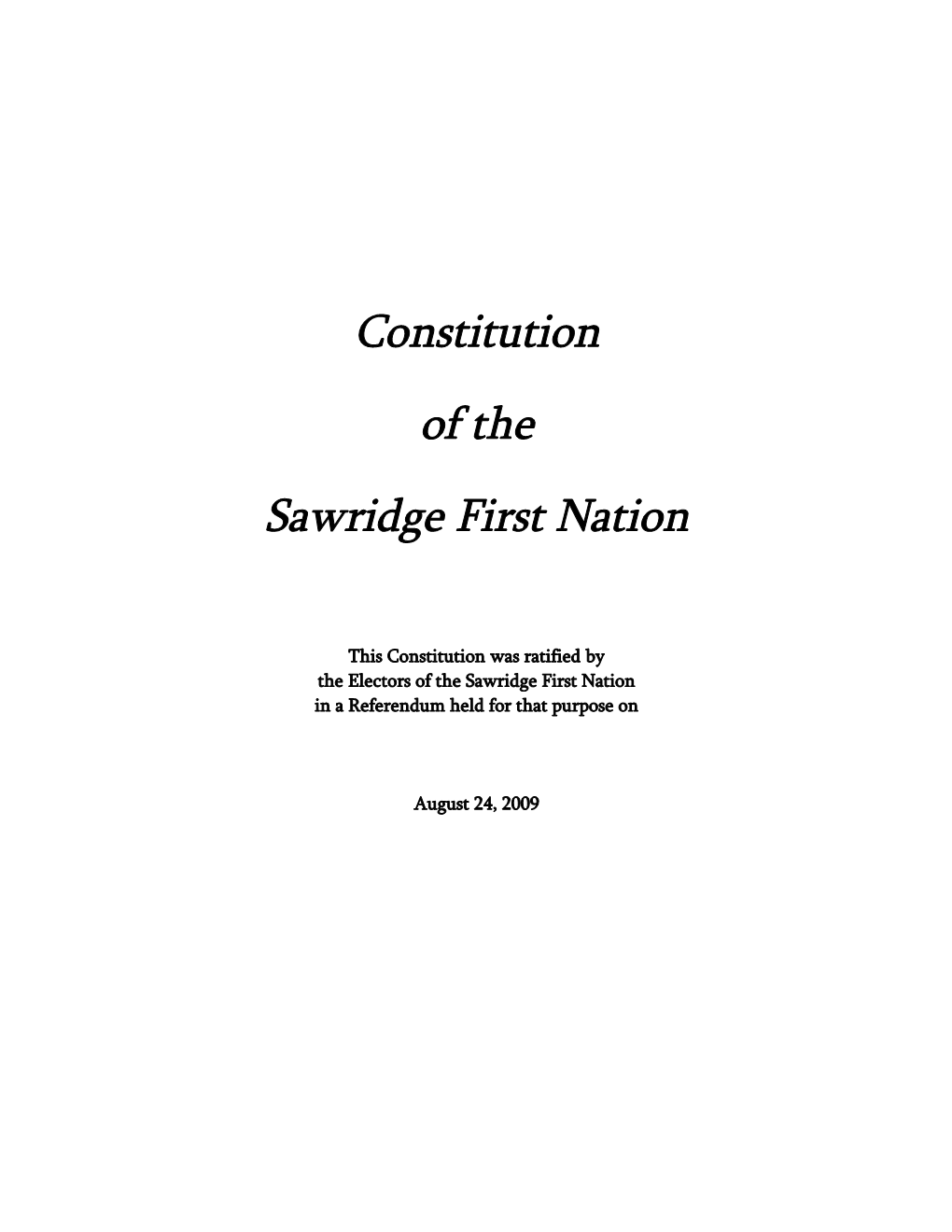 Constitution of the Sawridge First Nation