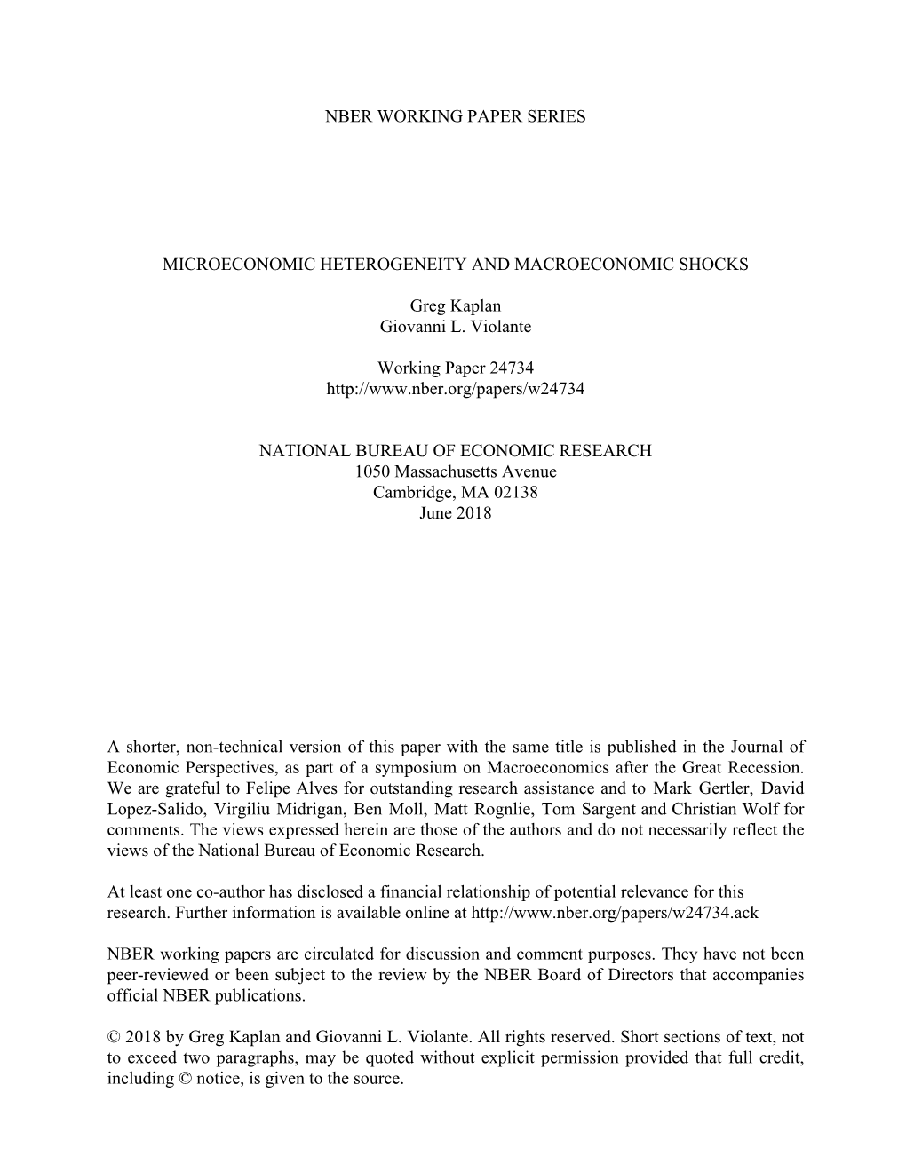 Nber Working Paper Series