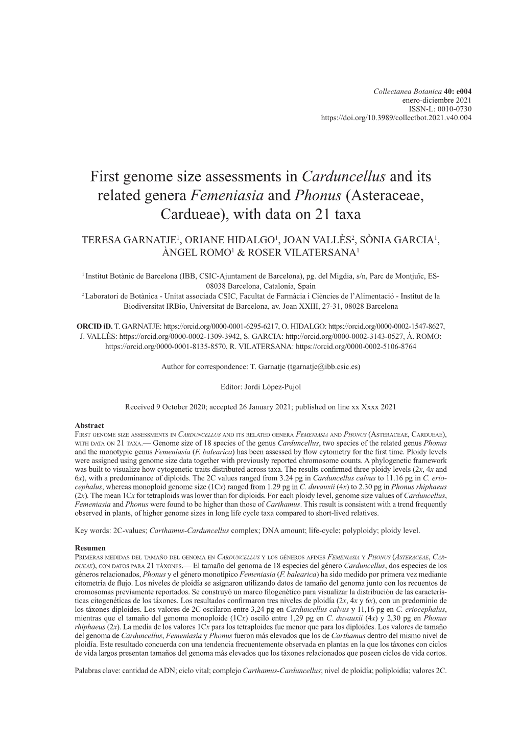 First Genome Size Assessments in 'Carduncellus'