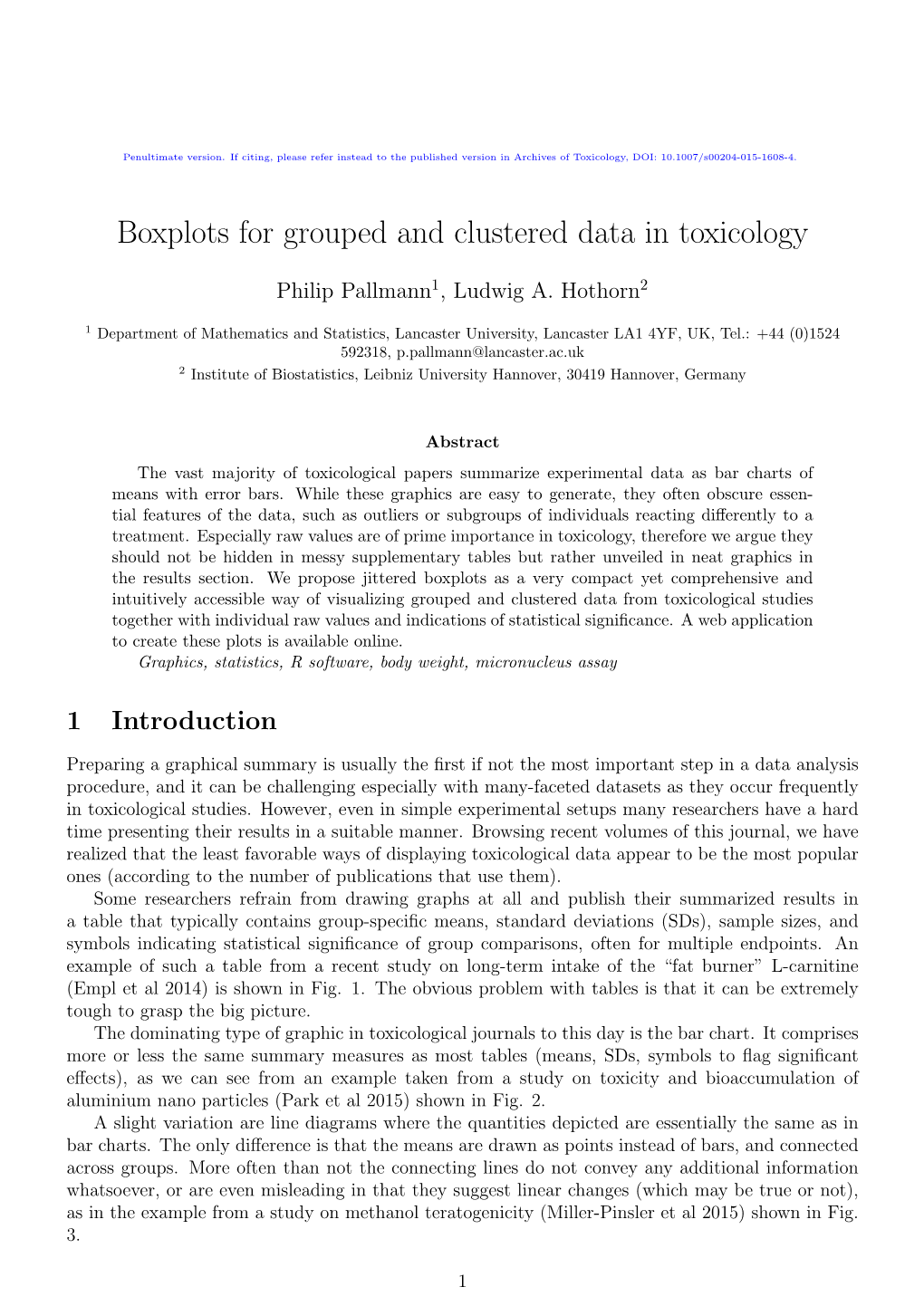 Boxplots for Grouped and Clustered Data in Toxicology