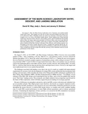 Aas 13-420 Assessment of the Mars Science Laboratory