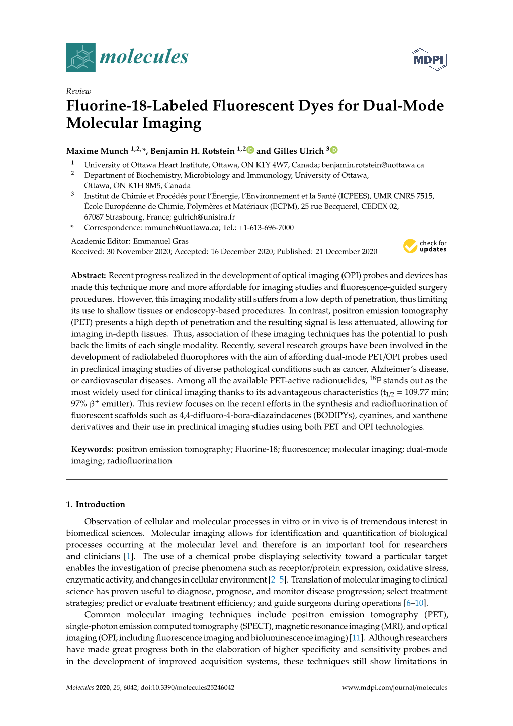 Fluorine-18-Labeled Fluorescent Dyes for Dual-Mode Molecular Imaging