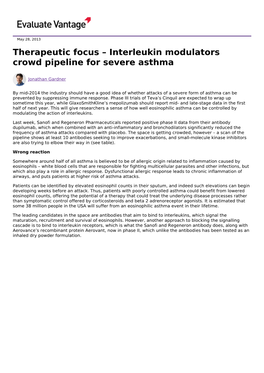 Interleukin Modulators Crowd Pipeline for Severe Asthma