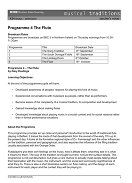 Musical Traditions KS4 Music - Television Teacher's Notes