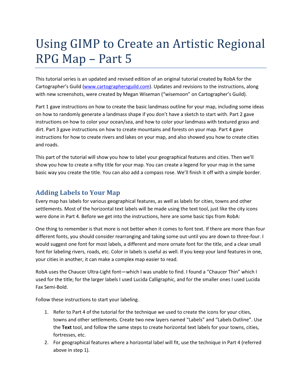 Using GIMP to Create an Artistic Regional RPG Map – Part 5