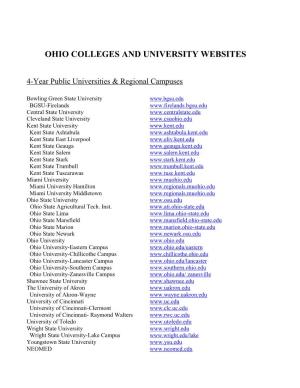 Ohio Colleges and University Websites