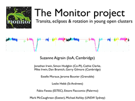 The Monitor Project Transits, Eclipses & Rotation in Young Open Clusters