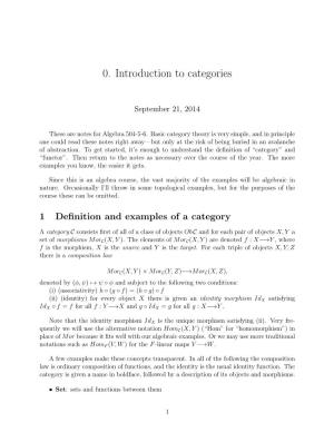 0. Introduction to Categories