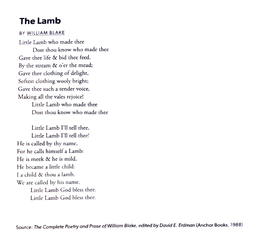 The Lamb Ia Child & Thou a Lamb