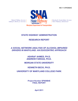 State Highway Administration Research Report A