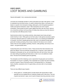 Loot Boxes and Gambling