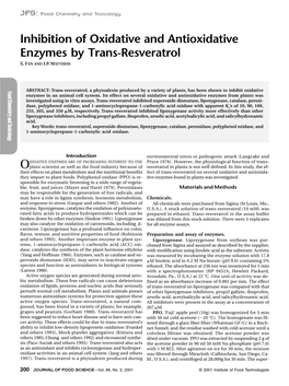 Inhibition of Oxidative and Antioxidative Enzymes by Trans-Resveratrol X