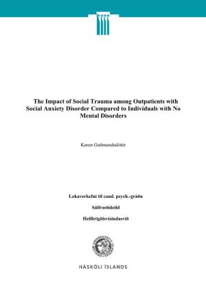 The Impact of Social Trauma Among Outpatients with Social Anxiety Disorder Compared to Individuals with No Mental Disorders