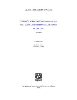 Juan E. Hernández Y Dávalos Colección De Documentos