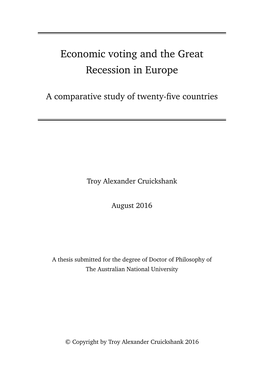 Economic Voting and the Great Recession in Europe