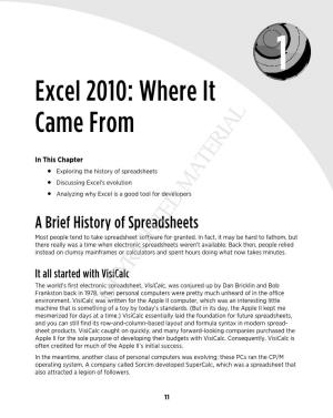 Excel 2010: Where It Came From