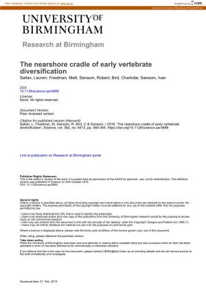 The Nearshore Cradle of Early Vertebrate Diversification Sallan, Lauren; Friedman, Matt; Sansom, Robert; Bird, Charlotte; Sansom, Ivan