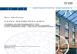 Lysyl Hydroxylases. Studies on Recombinant Lysyl Hydroxylases and Mouse Lines Lacking Lysyl Hydroxylase 1 Or Lysyl Hydroxylase 3