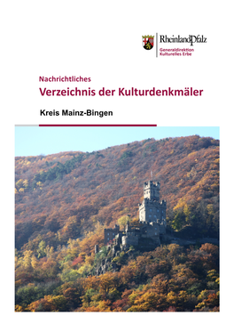 Kreis Mainz-Bingen Denkmalverzeichnis Kreis Mainz-Bingen Grundlage Des Denkmalverzeichnisses Ist