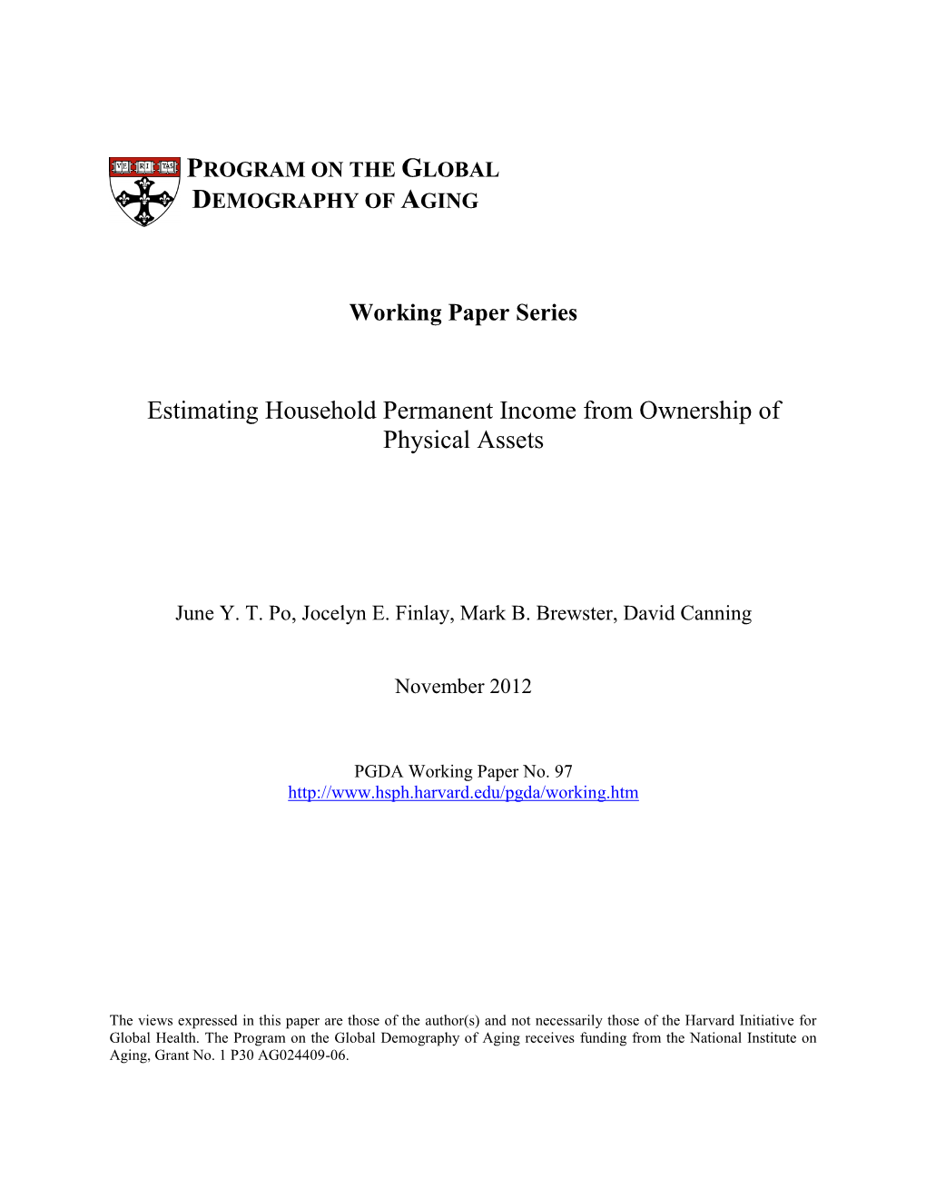 Estimating Household Income from Ownership of Physical