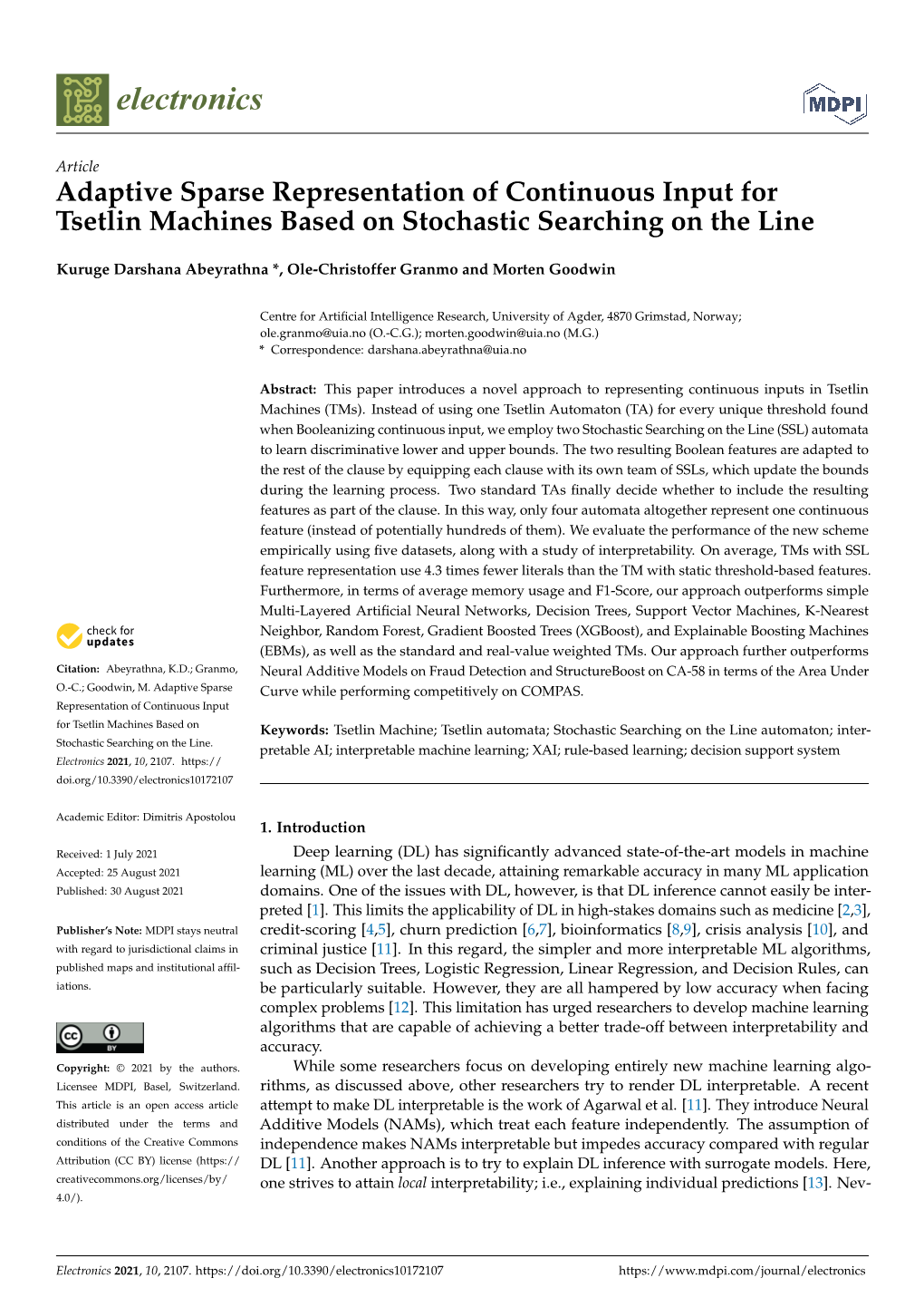 Adaptive Sparse Representation of Continuous Input for Tsetlin Machines Based on Stochastic Searching on the Line