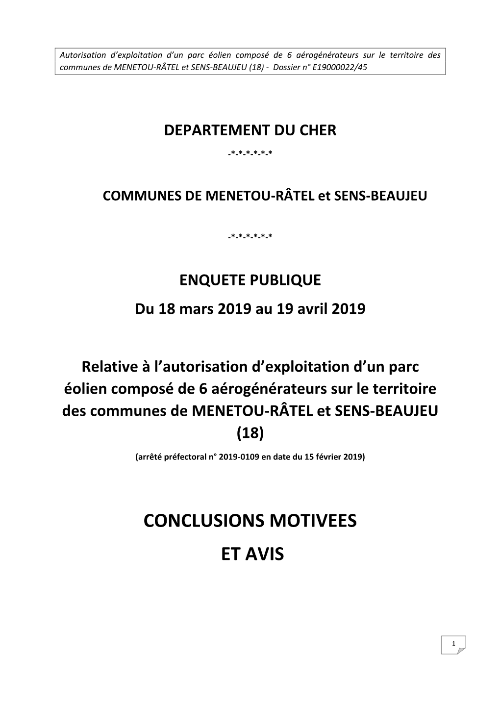 Conclusions Motivees Et Avis