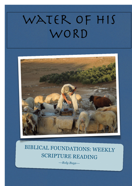 BIBLICAL FOUNDATIONS: WEEKLY SCRIPTURE READING ---Roly Buys