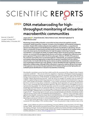 DNA Metabarcoding for High-Throughput Monitoring