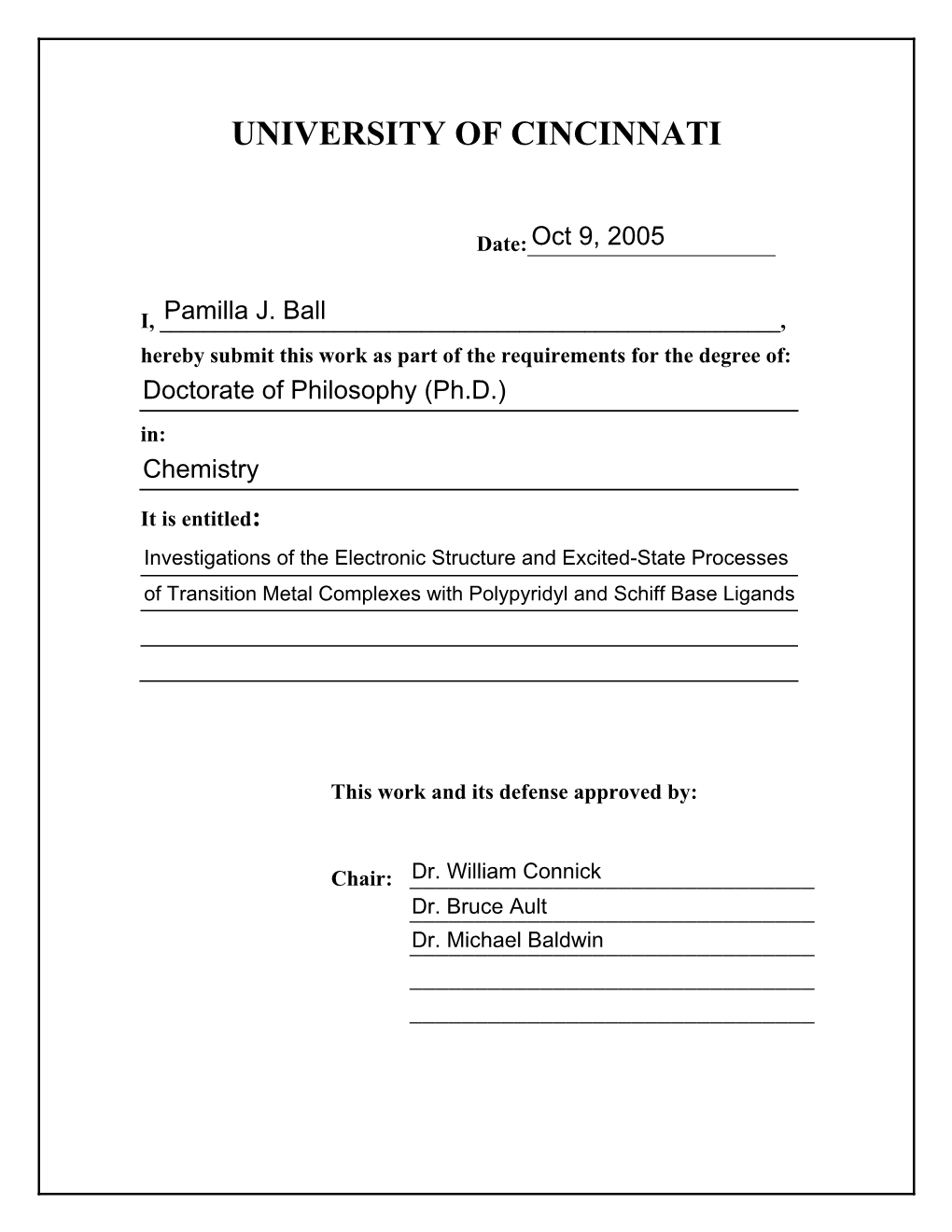 Investigations of the Electronic Structure and Excited State Processes of Transition Metal Complexes with Polypyridyl and Schiff Base Ligands