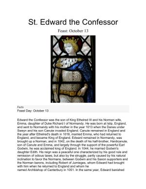 St. Edward the Confessor Feast: October 13