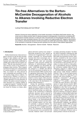 Tin-Free Alternatives to the Barton-Mccombie Deoxygenation of Alcohols to Alkanes Involving Reductive Electron Transfer