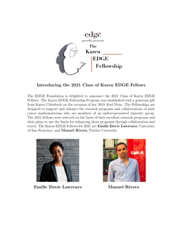 Introducing the 2021 Class of Karen EDGE Fellows Emille Davie